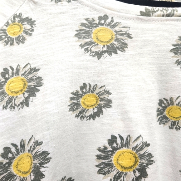 The Sweatshirt Project Plus Size 1X Daisy Print Top 100% Cotton Ruched Sleeves - Picture 5 of 5